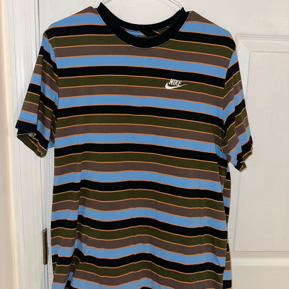 Nike Blue and Black Short Sleeve Tee with Stripes